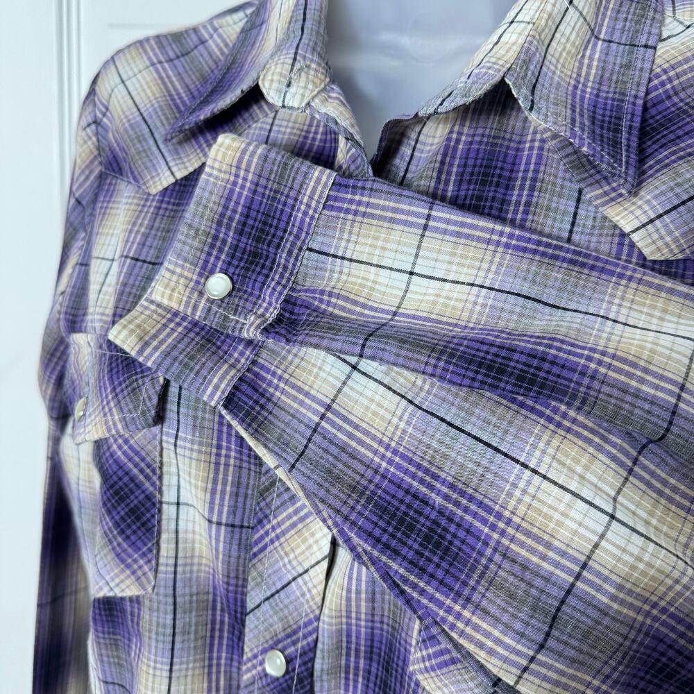 Roper Western Pearl Snap Shirt Plaid Rodeo Country Concert Womens Medium - Picture 8 of 14